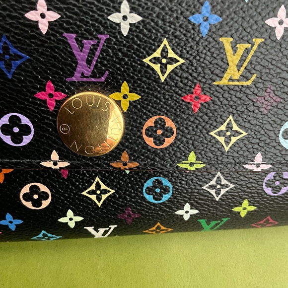 Louis Vuitton long black coated canvas monogrammed multicolour wallet - Picture 8 of 9